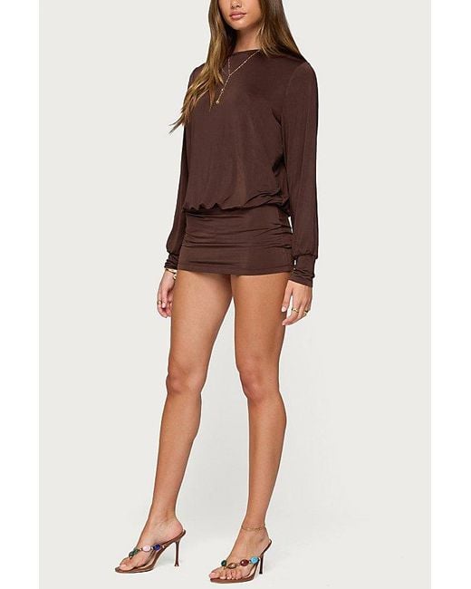 Edikted Brown Guilia Backless Long Sleeve Romper