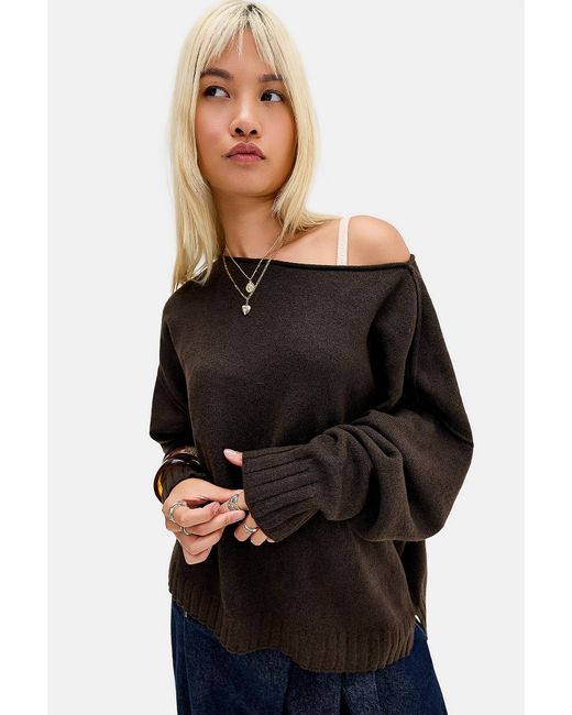 Out From Under Black So Soft Off-shoulder Oversized Jumper