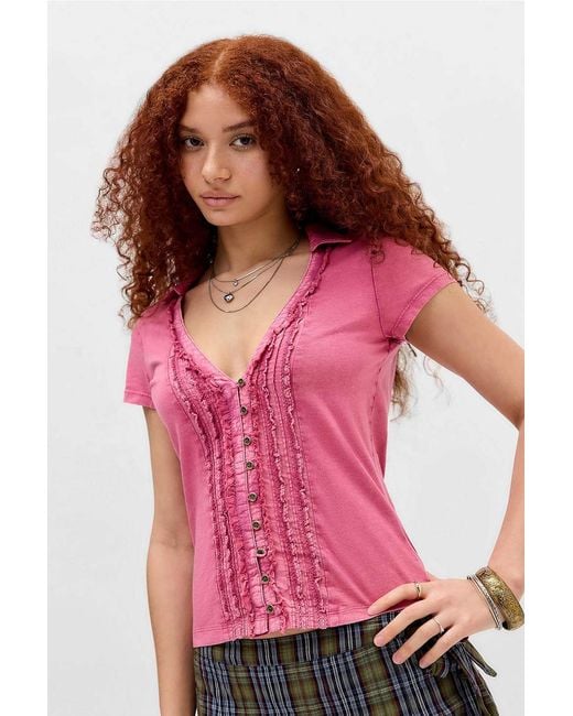 Kimchi Blue Pink Jenny Frill Shirt