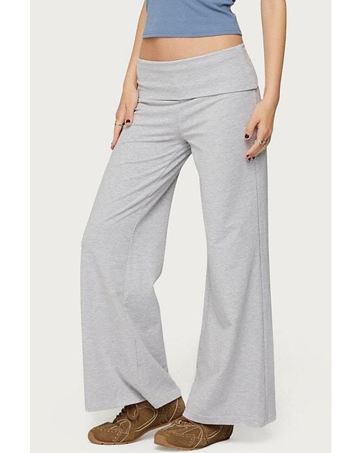 Edikted Blue Petite Wide Leg Fold Over Pants