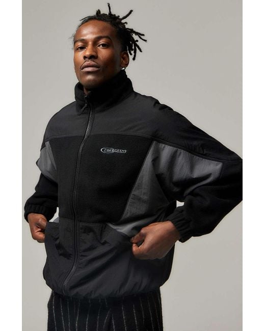 iets frans Blue Black Retro Fleece Jacket for men