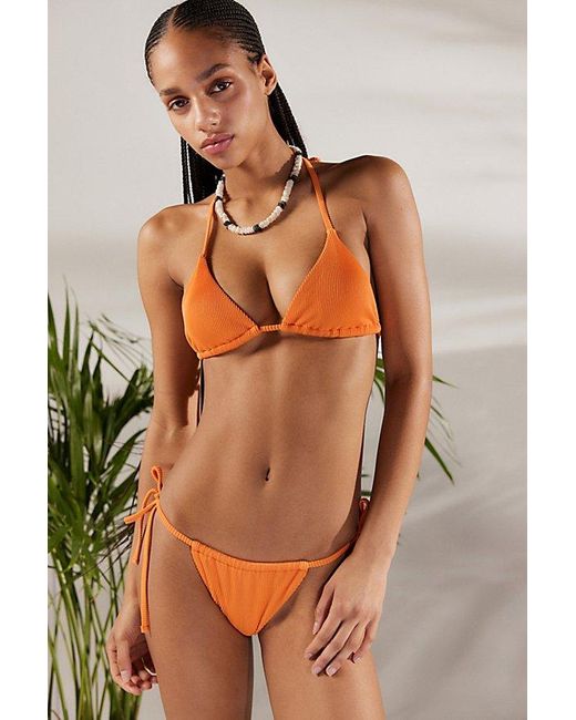 Out From Under Brown Vivien Ribbed Triangle Bikini Top