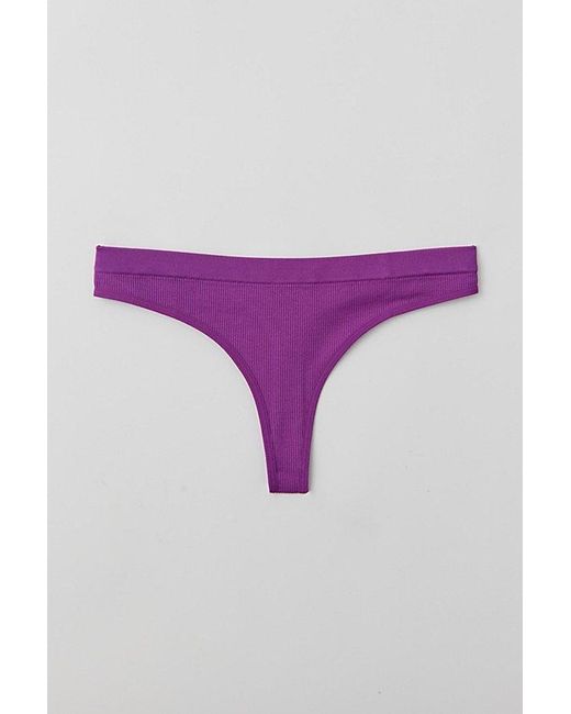 Out From Under Purple Seamless Ribbed Thong