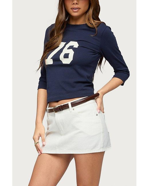Edikted White Spencer Low Rise Denim Micro Skirt