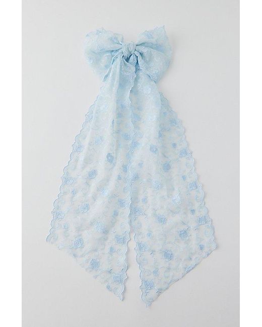 Urban Outfitters Blue Statement Long Lace Hair Bow Barrette