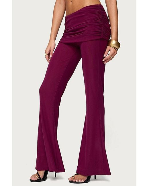 Edikted Red Halli Fold Over Mini Skirt Pants