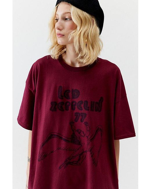 Urban Outfitters Red Led Zeppelin '77 Tour Oversized Tee