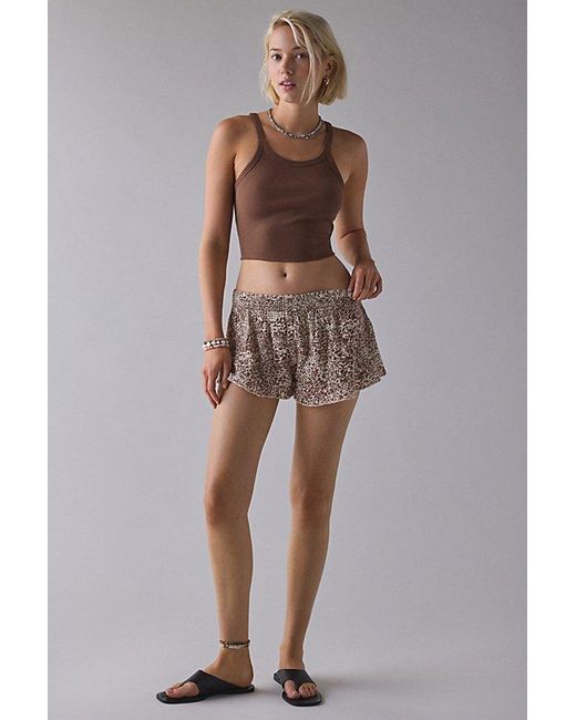 Out From Under Brown Lilly Shirred Ruffle Micro Short