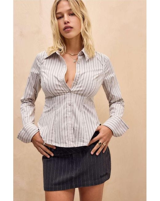 Silence + Noise Gray Silence + Noise Leilani Slim Shirt