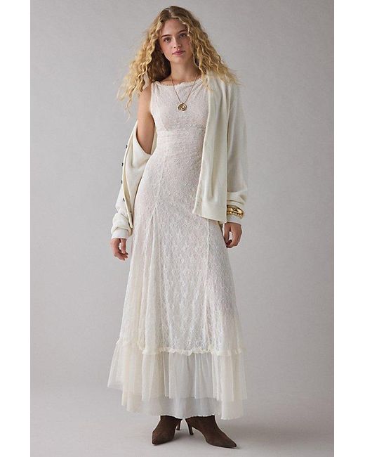 urban outfitters white maxi dress UO Antoinette Lace-Inset Maxi Dress
