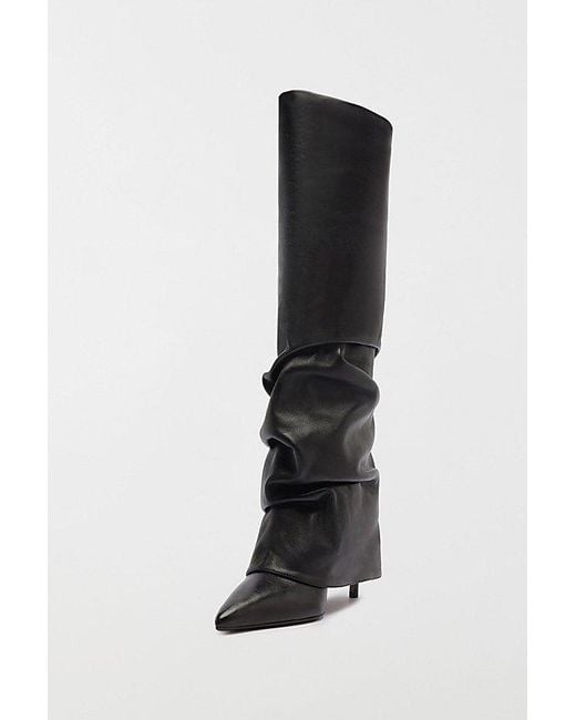 SCHUTZ SHOES Black Mikki Up Slouch Knee High Boot