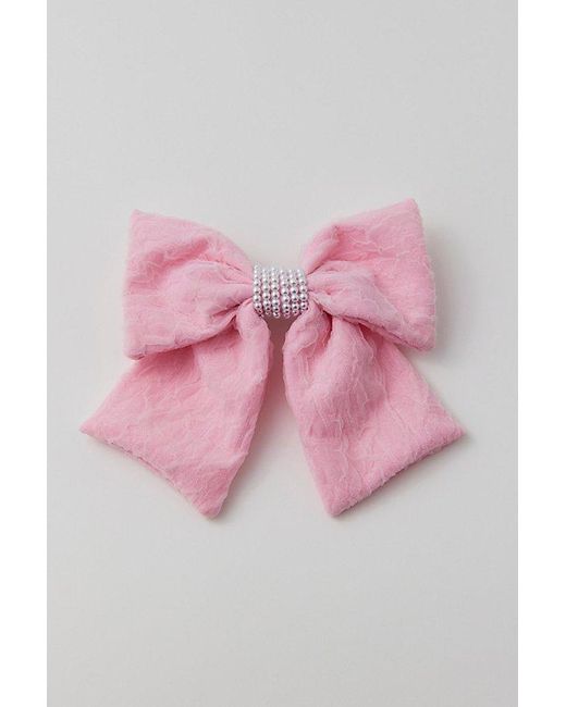 Urban Outfitters Pink Pearls & Lace Hair Bow Barrette