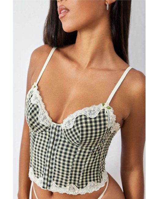Out From Under Brown Clover Gingham Corset Top