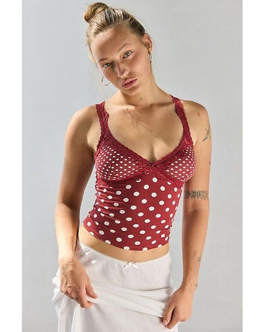 Out From Under Red Soft Touch Lace Trim Cropped Cami