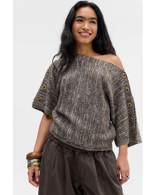 BDG Gray Button Batwing Jumper