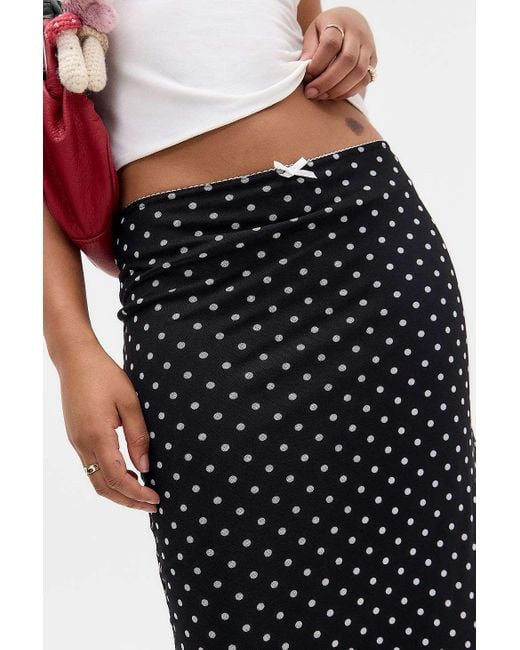 Urban Outfitters Natural Uo Polka Dot Mesh Maxi Skirt