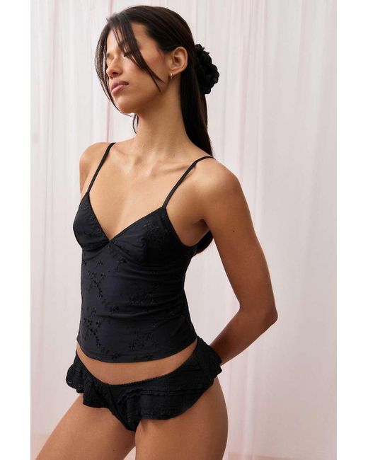 Urban Outfitters Black Out From Under Je T'aime Broderie Cami Top