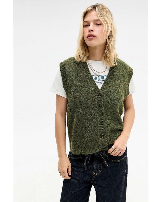 BDG Green Button Through Sweater Vest