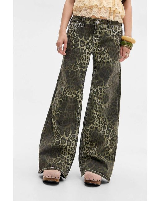 True Religion Green Bobbi Leopard Camo Low Rise Jeans