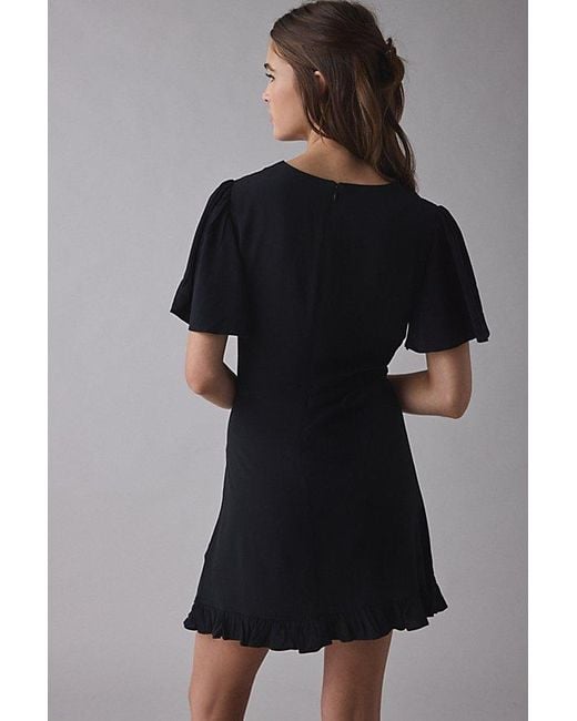 Kimchi Blue Black Dinner Date Plunging Flutter Sleeve Mini Dress