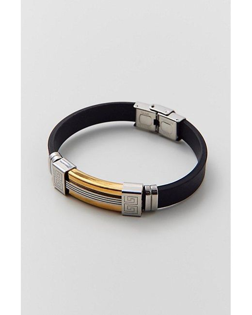 Urban Outfitters Metallic Leo Leather & Metal Bracelet for men