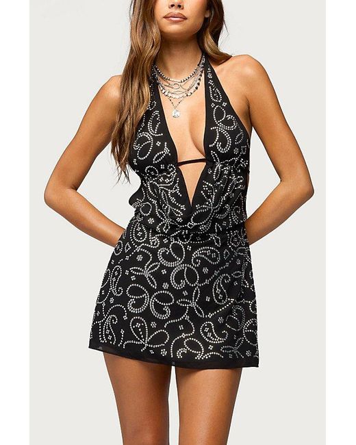 edikted black dress Priyah Contrast Fold Over Dress Black AND White / M