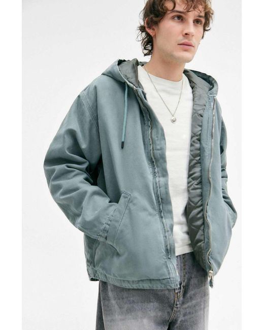 BDG Blue Rex Petrol Canvas Skate Hoodie for men