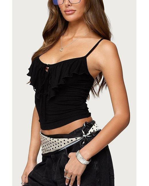 Edikted Black Ruffle Tank Top