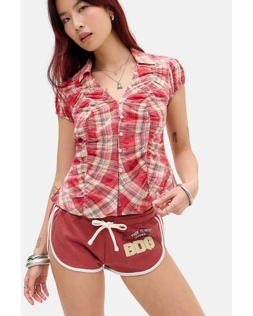 BDG Red Micro Runner Shorts