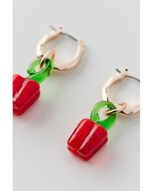 Urban Outfitters Brown Glass Bell Pepper Charm Hoop Earring