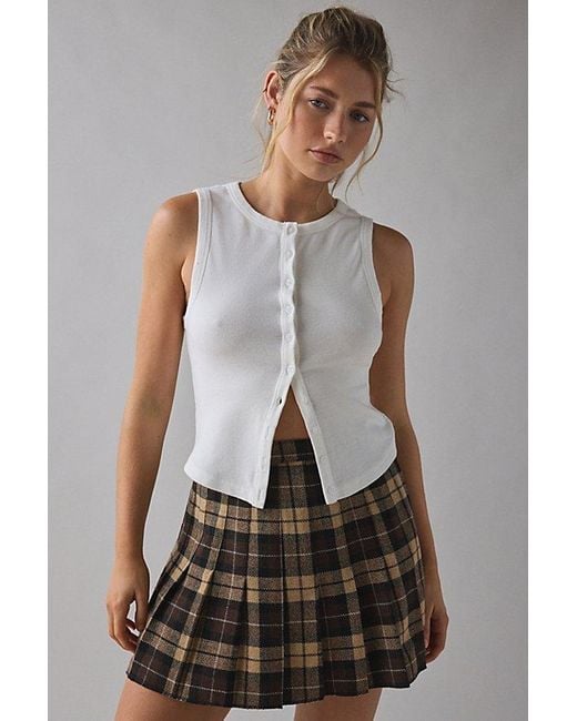 Vintage & ReMADE by UO Natural Vintage By Uo Plaid Mini Skirt
