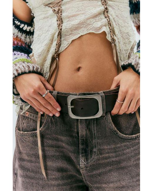 Urban Outfitters Black Uo Wide Leather Belt