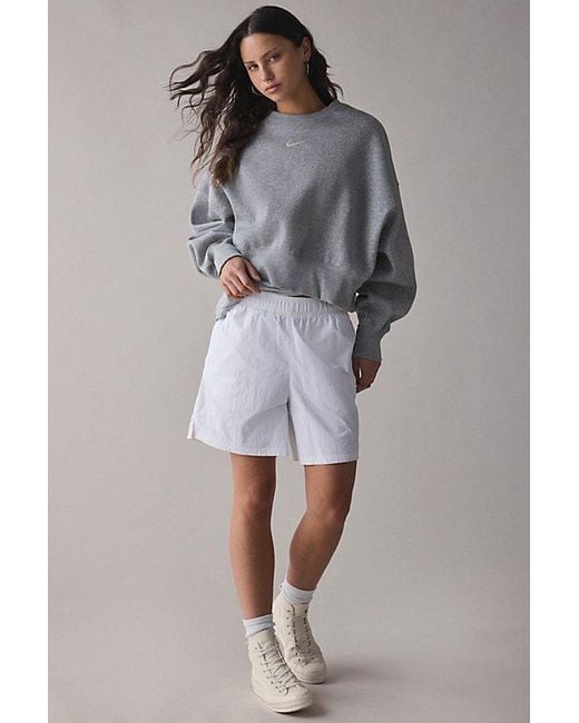 Nike Gray Phoenix Fleece Over-Oversized Crew Neck Pullover Sweatshirt