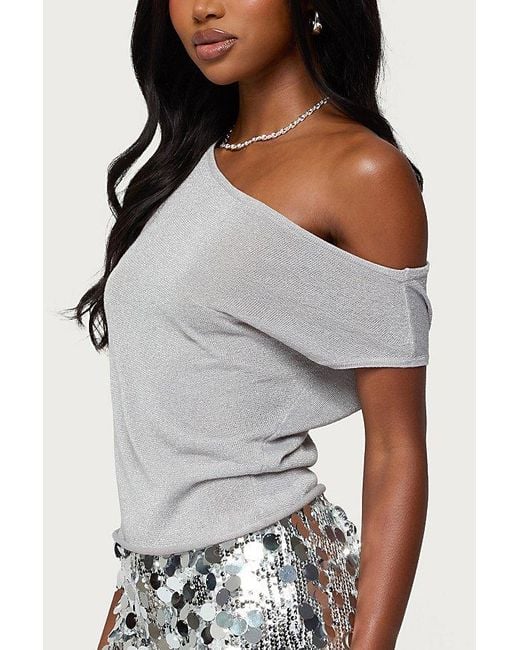 Edikted Black Holly Glitter Off Shoulder Top
