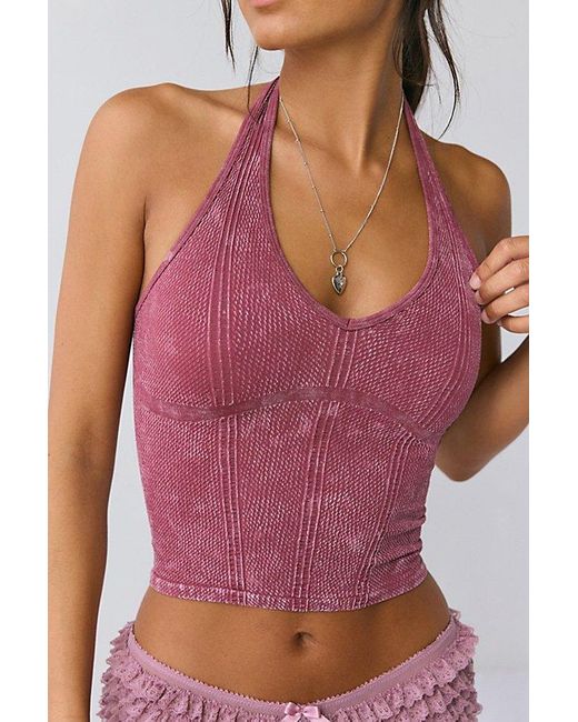 Out From Under Multicolor Charlie Seamless Knit Halter Crop Top