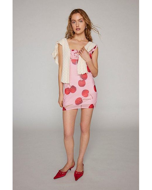 Urban Outfitters Pink Uo Bianca Mesh Mini Dress