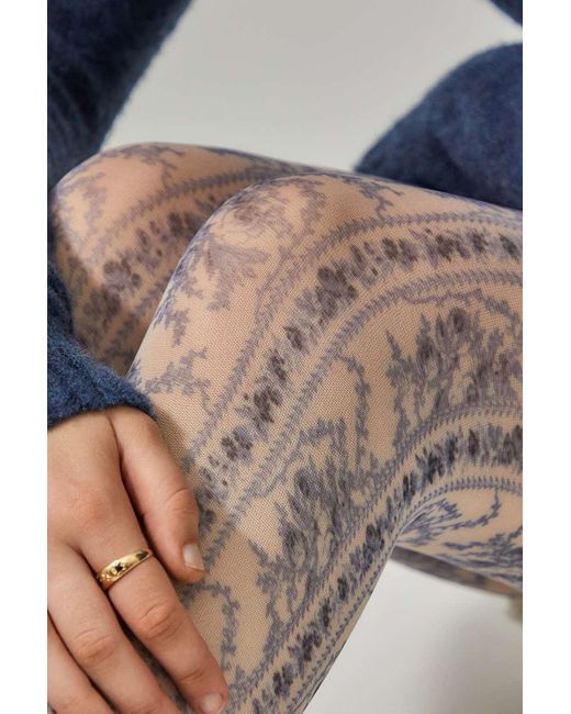 Out From Under Natural Toile De Jouy Floral Tights