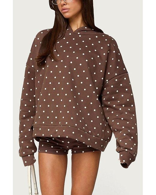 Edikted Chelsie Polka Dot Hoodie in Brown | Lyst
