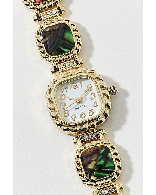 Urban Outfitters Metallic Statement Rhinestone Square Chain Watch