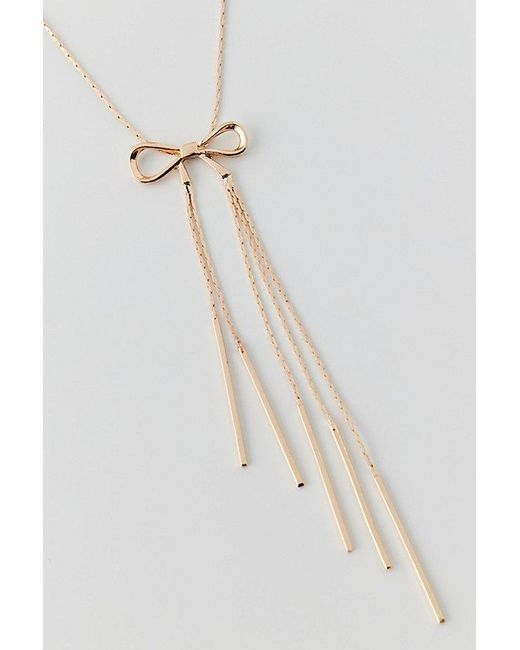 Urban Outfitters Red Delicate Fringe Bow Necklace