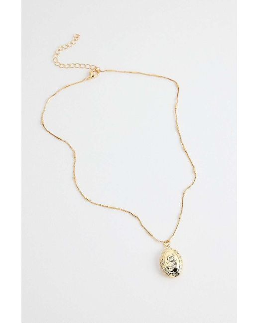 Silence + Noise Metallic Silence + Noise Floral Oval Locket Necklace