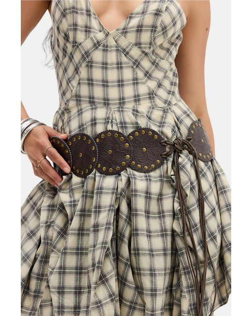 BDG Brown Tie Side Faux Leather Concho Belt