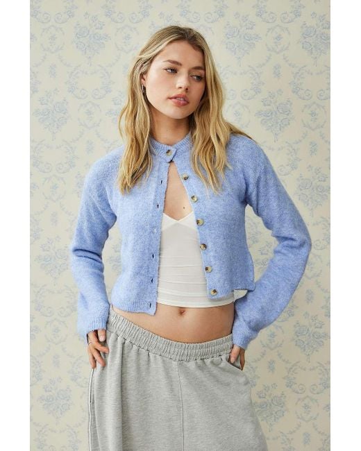Urban Outfitters Blue Uo Casey Crew Cardigan