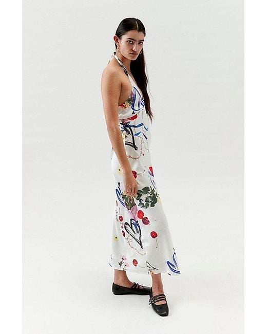 Urban Outfitters Natural Uo Everleigh Halter Midi Dress