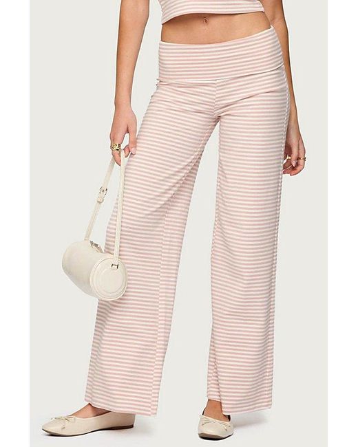 Edikted Pink Lilah Striped Fold Over Pants