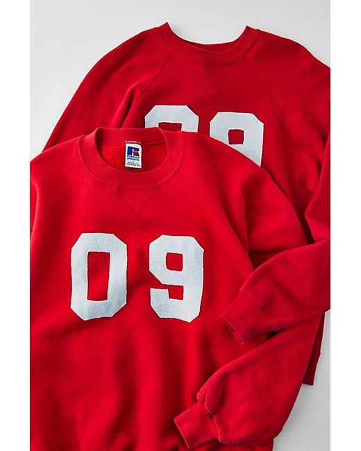 Urban Renewal Red Remade Sporty Number Sweatshirt