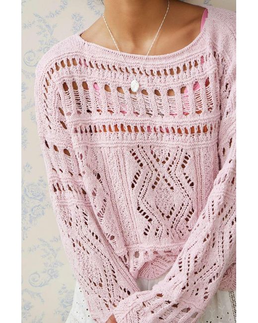 Urban Outfitters Pink Uo - genoppter pullover aus grobstrick