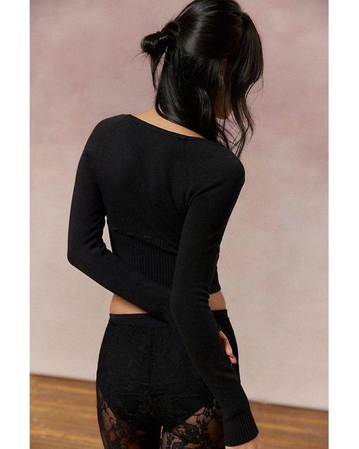Urban Outfitters Black Uo Edie Babydoll Sweater