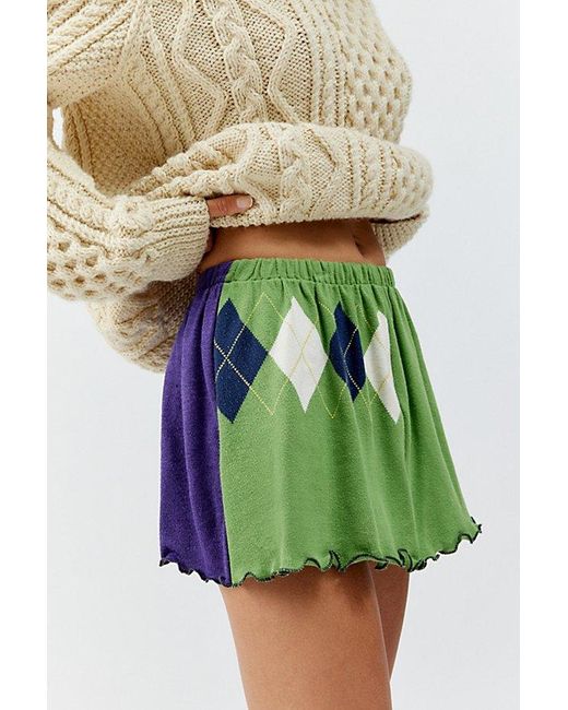 Urban Renewal Green Remade Lettuce Edge Aryle Sweater Mini Skirt