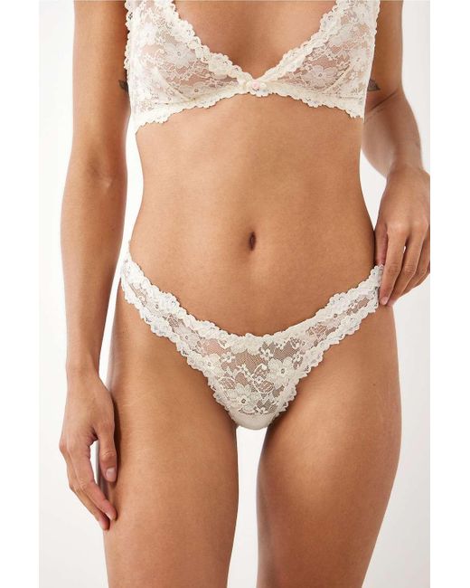 Out From Under Brown Aria Stretch Lace Thong